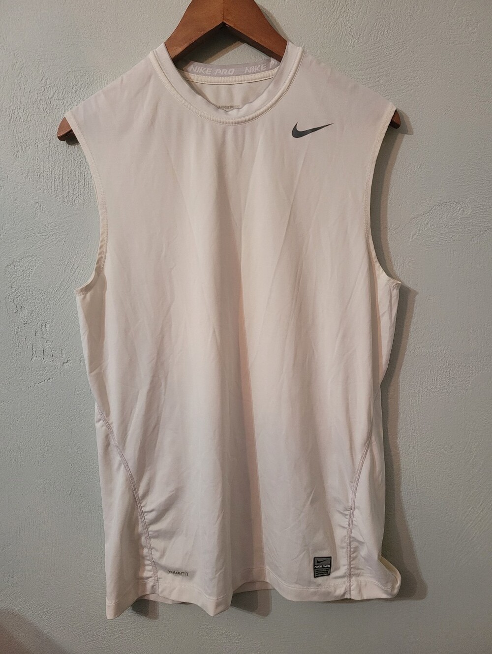 Nike Dri-fit Men's Sleeveless Training Shirt Off White Size Medium!